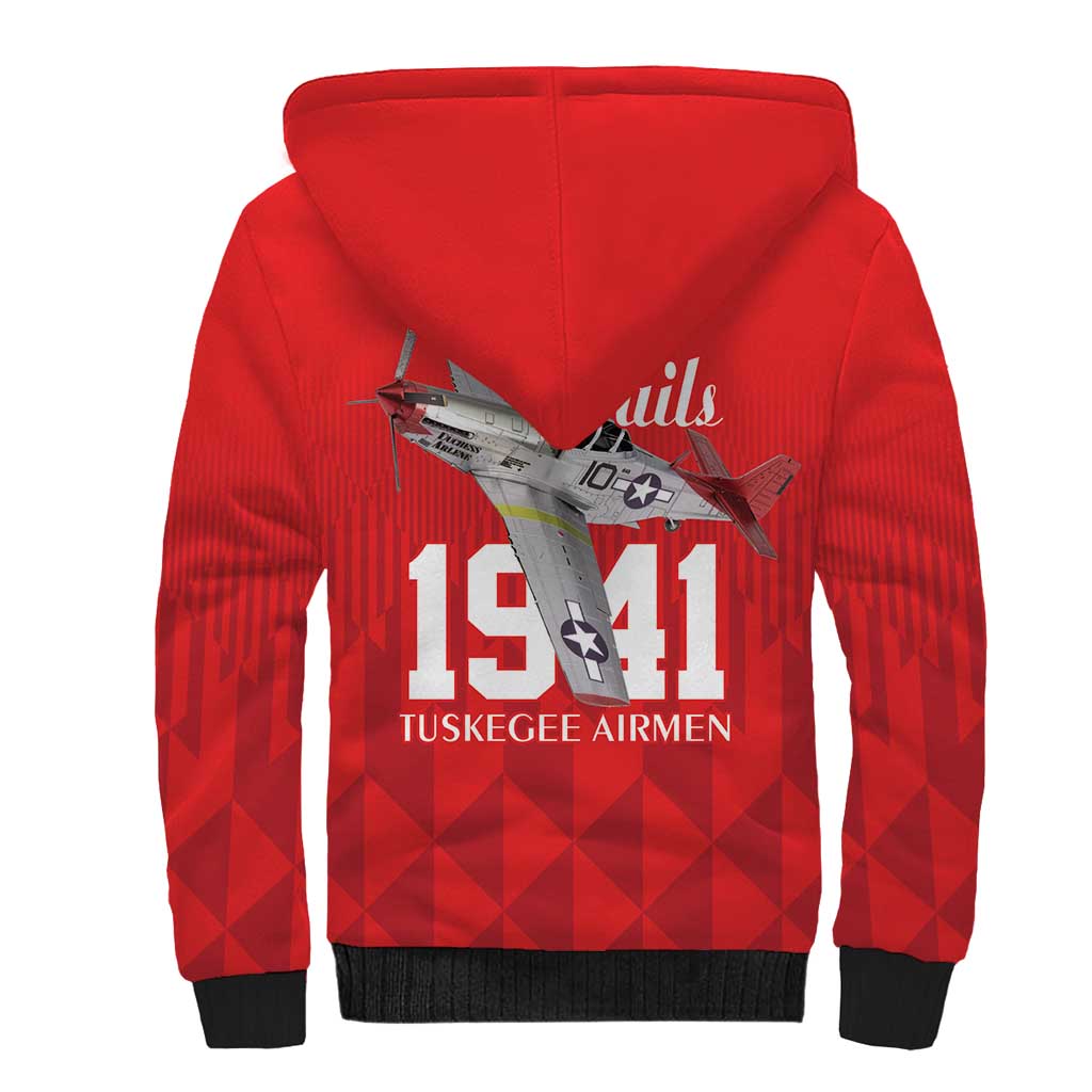 Tuskegee Airmen Red Tails Legacy Sherpa Hoodie African American Pilots - Red - African Pride