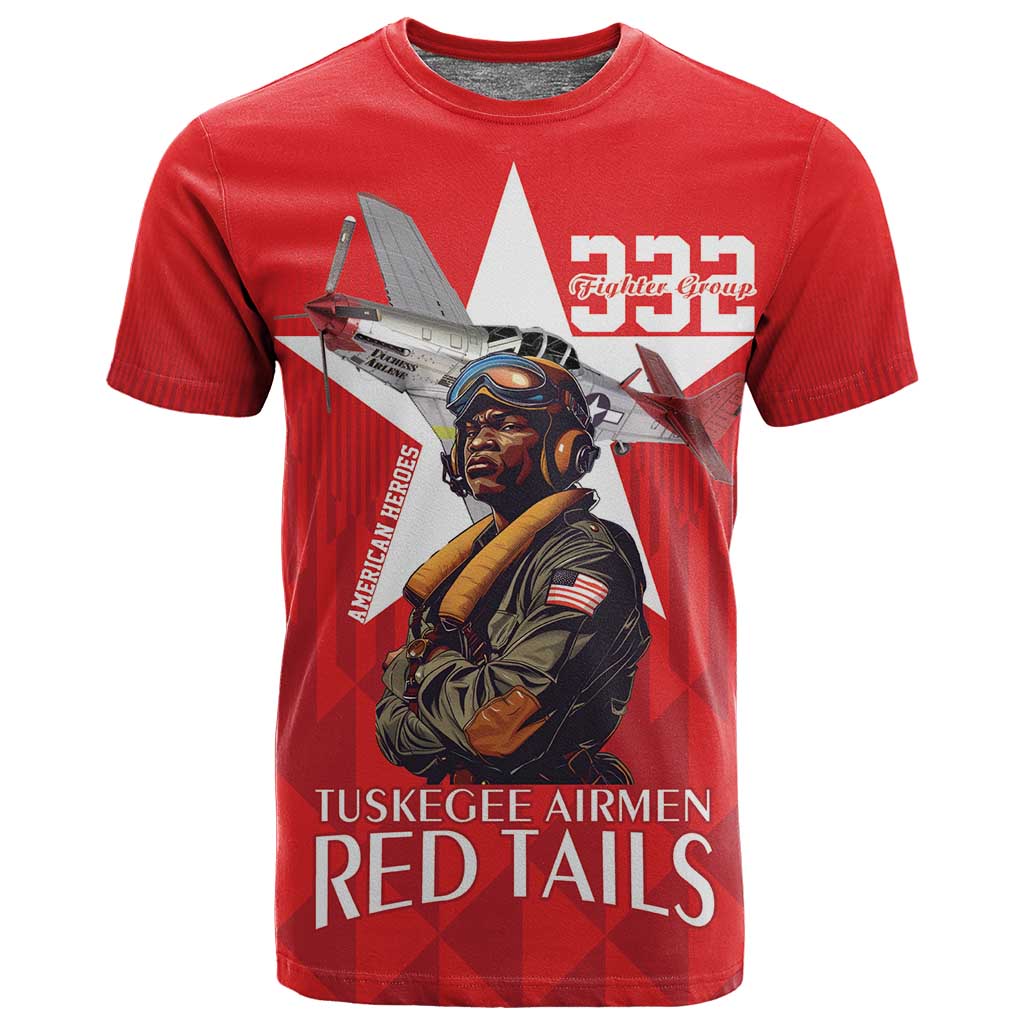 Tuskegee Airmen Red Tails Legacy T shirt African American Pilots - Red - African Pride