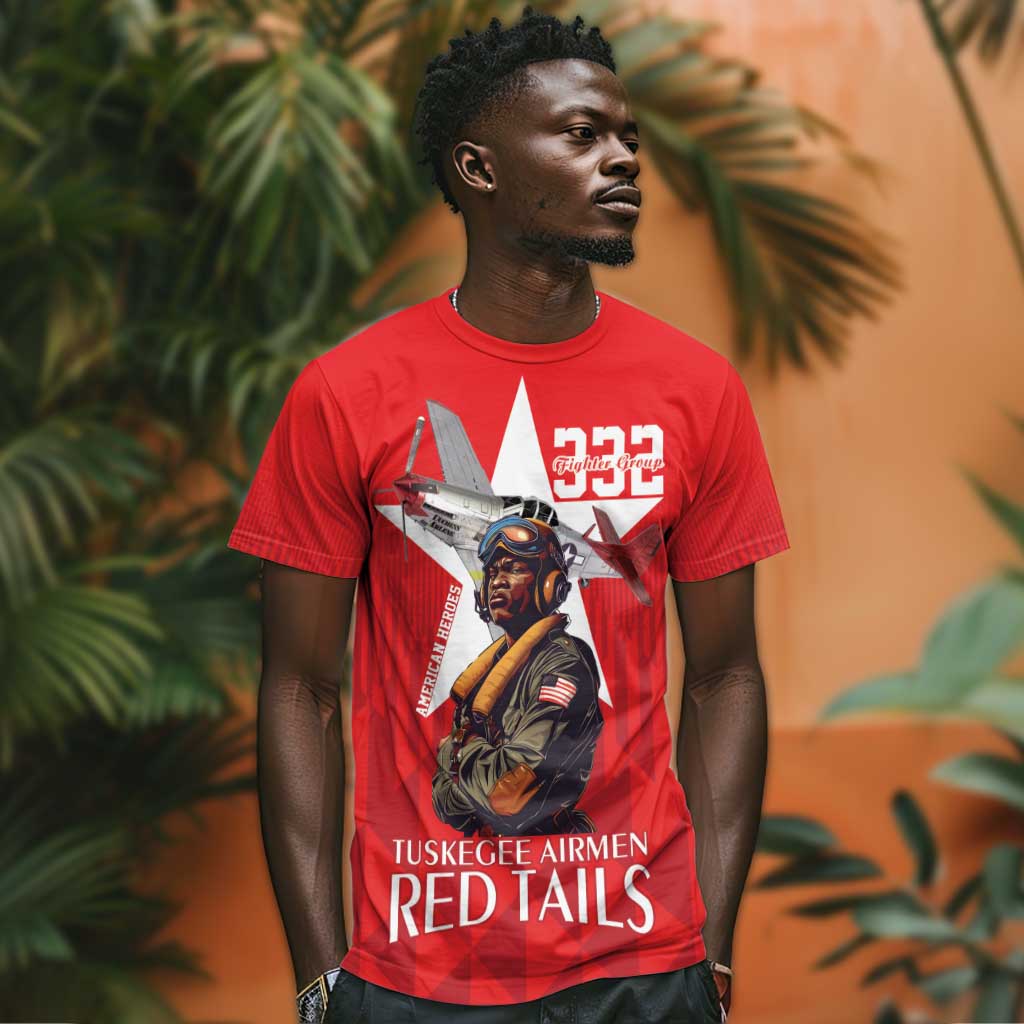 Tuskegee Airmen Red Tails Legacy T shirt African American Pilots - Red - African Pride