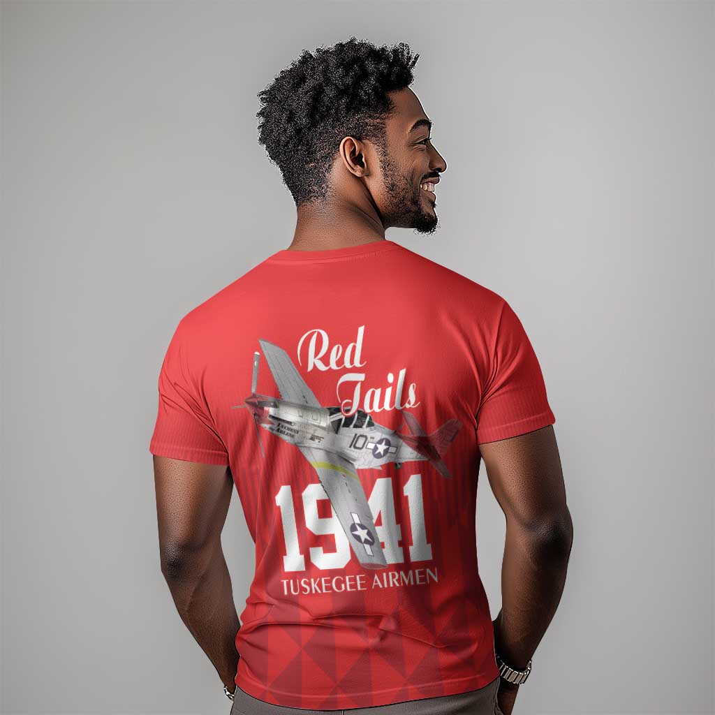 Tuskegee Airmen Red Tails Legacy T shirt African American Pilots - Red - African Pride