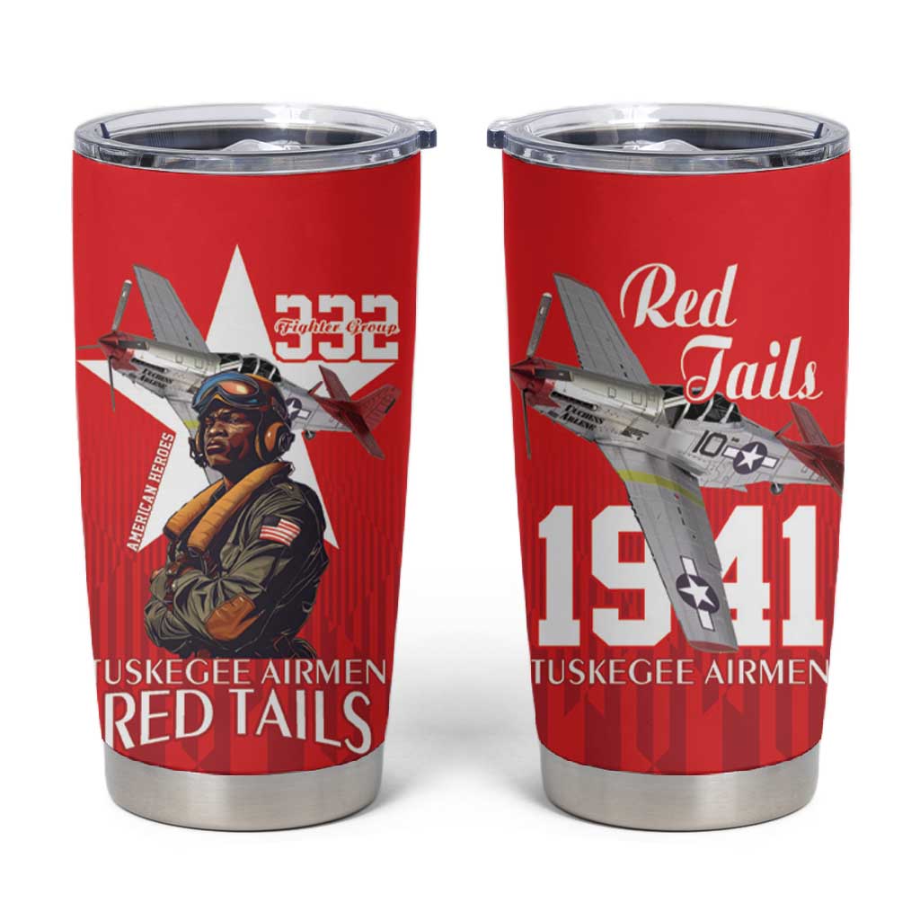 Tuskegee Airmen Red Tails Legacy Tumbler Cup African American Pilots - Red - African Pride