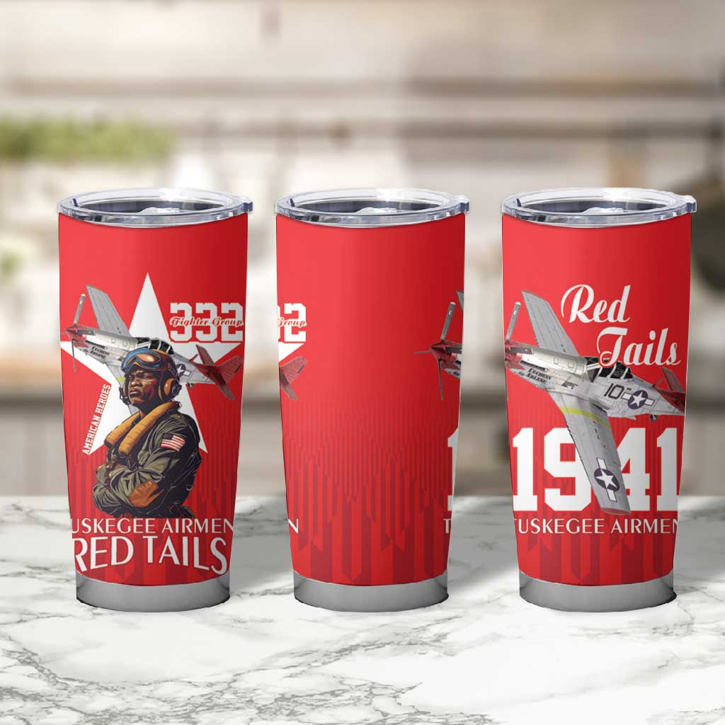 Tuskegee Airmen Red Tails Legacy Tumbler Cup African American Pilots - Red - African Pride