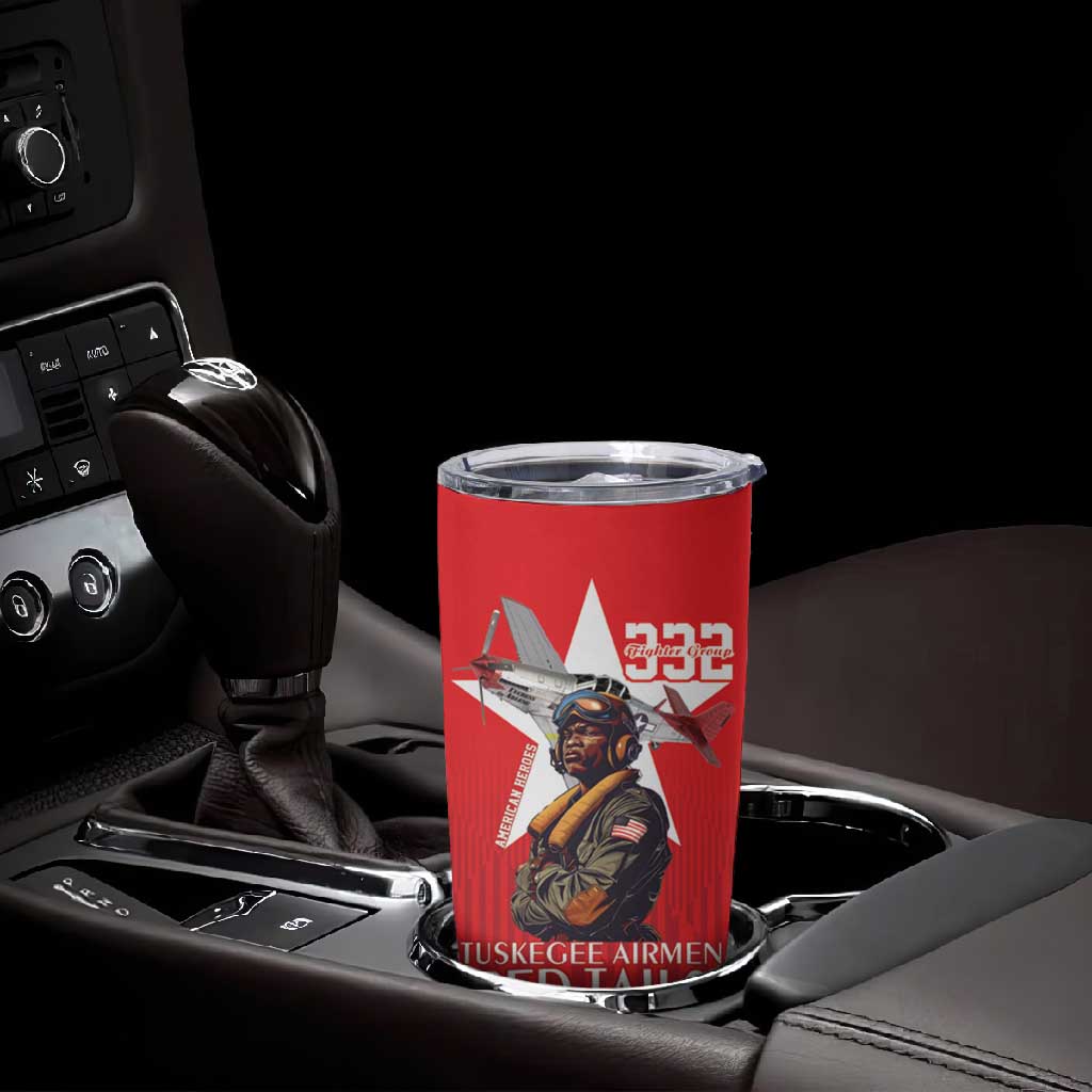 Tuskegee Airmen Red Tails Legacy Tumbler Cup African American Pilots - Red - African Pride