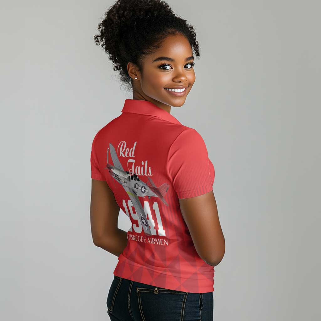 Tuskegee Airmen Red Tails Legacy Women Polo Shirt African American Pilots - Red - African Pride