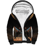 Winged Egypt Cats Sherpa Hoodie Hieroglyphs Alphabet Pattern