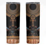Winged Egypt Cats Skinny Tumbler Hieroglyphs Alphabet Pattern