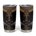 Winged Egypt Cats Tumbler Cup Hieroglyphs Alphabet Pattern