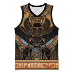 Ancient Egypt Scarab Beetle Basketball Jersey Hieroglyphs Alphabet Pattern - African Pride