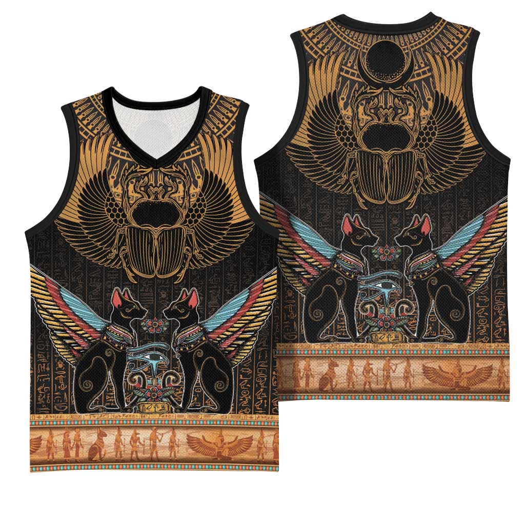 Ancient Egypt Scarab Beetle Basketball Jersey Hieroglyphs Alphabet Pattern LT18