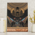 Ancient Egypt Scarab Beetle Canvas Wall Art Hieroglyphs Alphabet Pattern