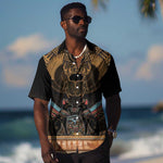 Ancient Egypt Scarab Beetle Hawaiian Shirt Hieroglyphs Alphabet Pattern