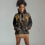 Ancient Egypt Scarab Beetle Hoodie Dress Hieroglyphs Alphabet Pattern