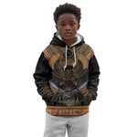 Ancient Egypt Scarab Beetle Kid Hoodie Hieroglyphs Alphabet Pattern