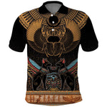 Ancient Egypt Scarab Beetle Polo Shirt Hieroglyphs Alphabet Pattern
