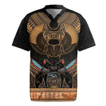 Ancient Egypt Scarab Beetle Rugby Jersey Hieroglyphs Alphabet Pattern