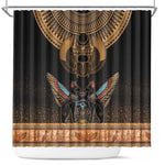 Ancient Egypt Scarab Beetle Shower Curtain Hieroglyphs Alphabet Pattern