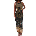 Ancient Egypt Scarab Beetle Tank Maxi Dress Hieroglyphs Alphabet Pattern