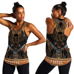 Ancient Egypt Scarab Beetle Women Racerback Tank Hieroglyphs Alphabet Pattern