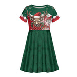Personalized South Africa Merry Christmas Kid Short Sleeve Dress Springbok With King Protea