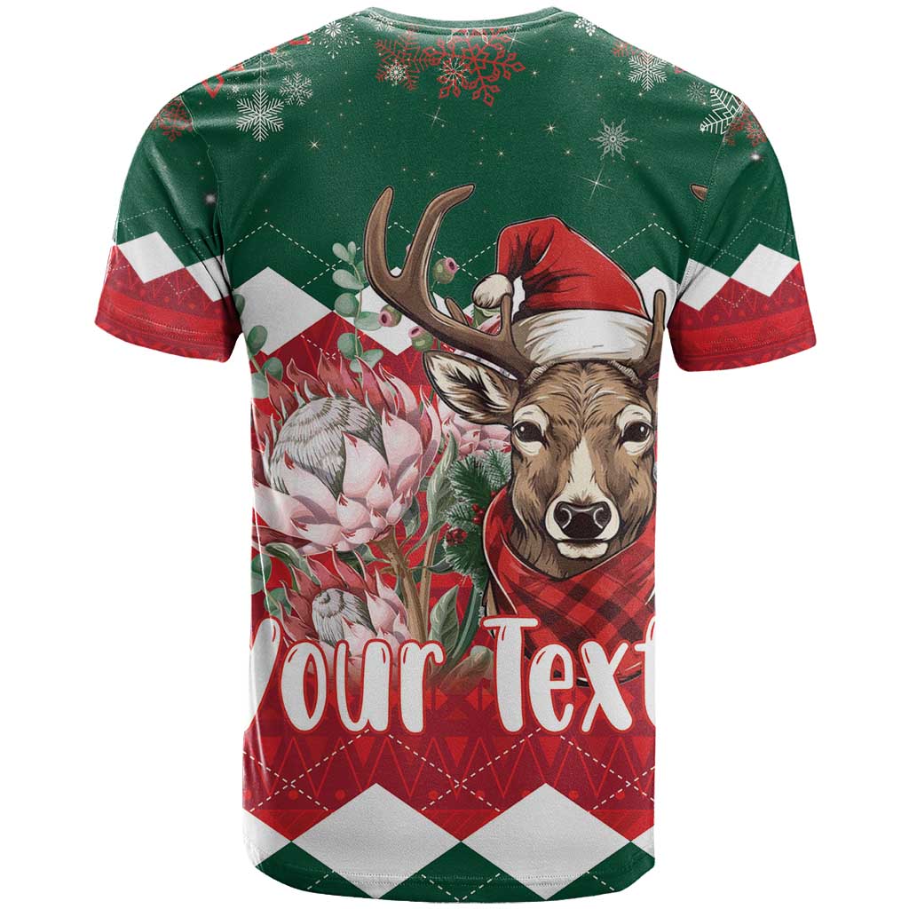 Personalized South Africa Merry Christmas T shirt Springbok With King Protea