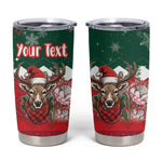 Personalized South Africa Merry Christmas Tumbler Cup Springbok With King Protea