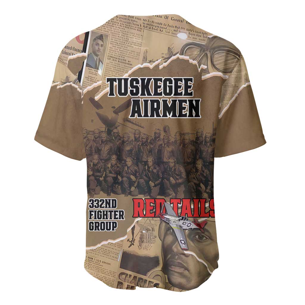 Tuskegee Airmen  Red Tails Tribute Baseball Jersey Black History Air Force - African Pride