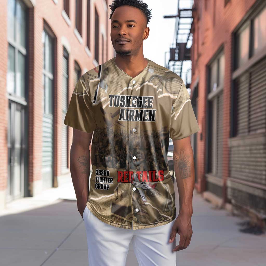 Tuskegee Airmen  Red Tails Tribute Baseball Jersey Black History Air Force - African Pride