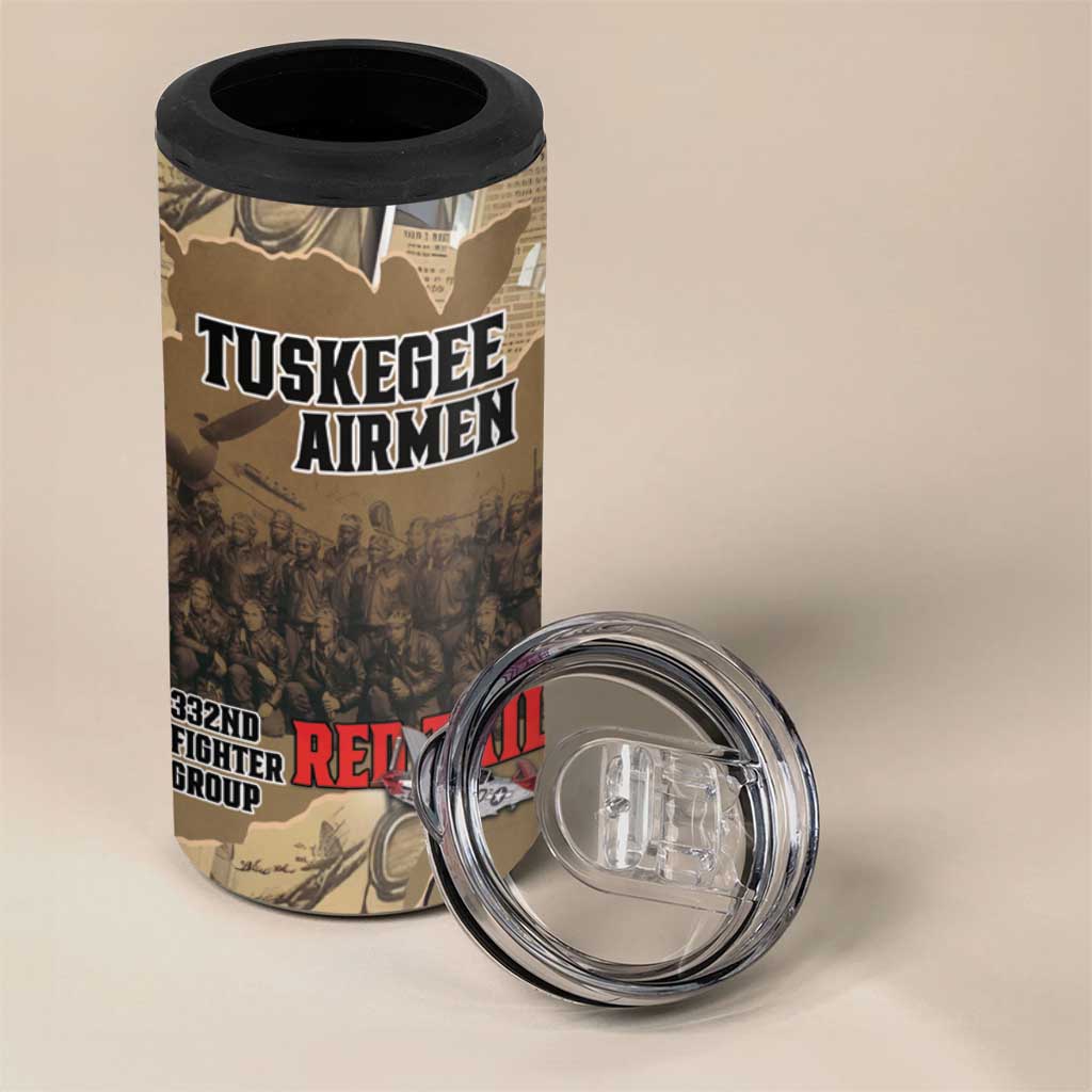 Tuskegee Airmen  Red Tails Tribute 4 in 1 Can Cooler Tumbler Black History Air Force - African Pride