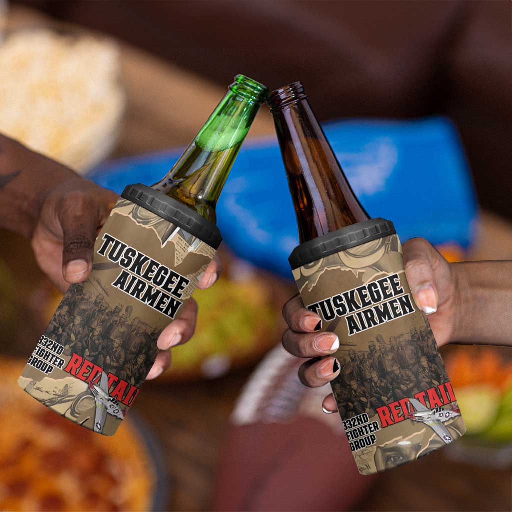 Tuskegee Airmen  Red Tails Tribute 4 in 1 Can Cooler Tumbler Black History Air Force - African Pride