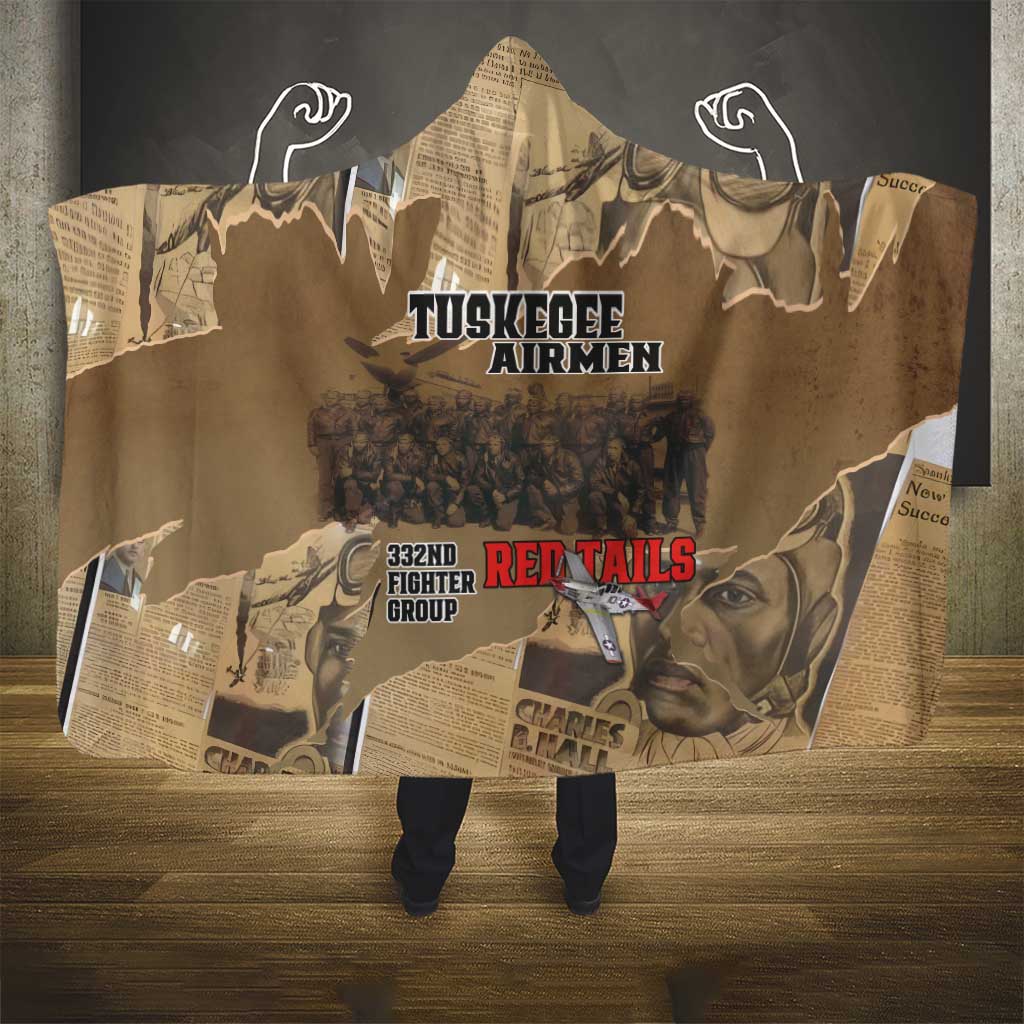 Tuskegee Airmen  Red Tails Tribute Hooded Blanket Black History Air Force - African Pride