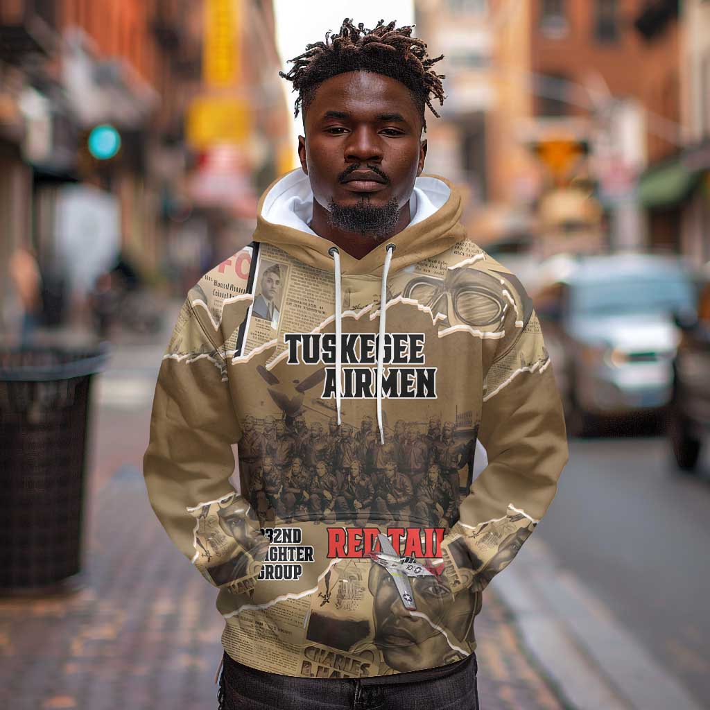 Tuskegee Airmen  Red Tails Tribute Hoodie Black History Air Force - African Pride