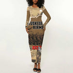 Tuskegee Airmen Red Tails Tribute Long Sleeve Bodycon Dress Black History Air Force - African Pride