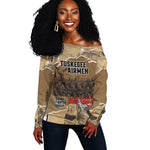 Tuskegee Airmen Red Tails Tribute Off Shoulder Sweater Black History Air Force - African Pride