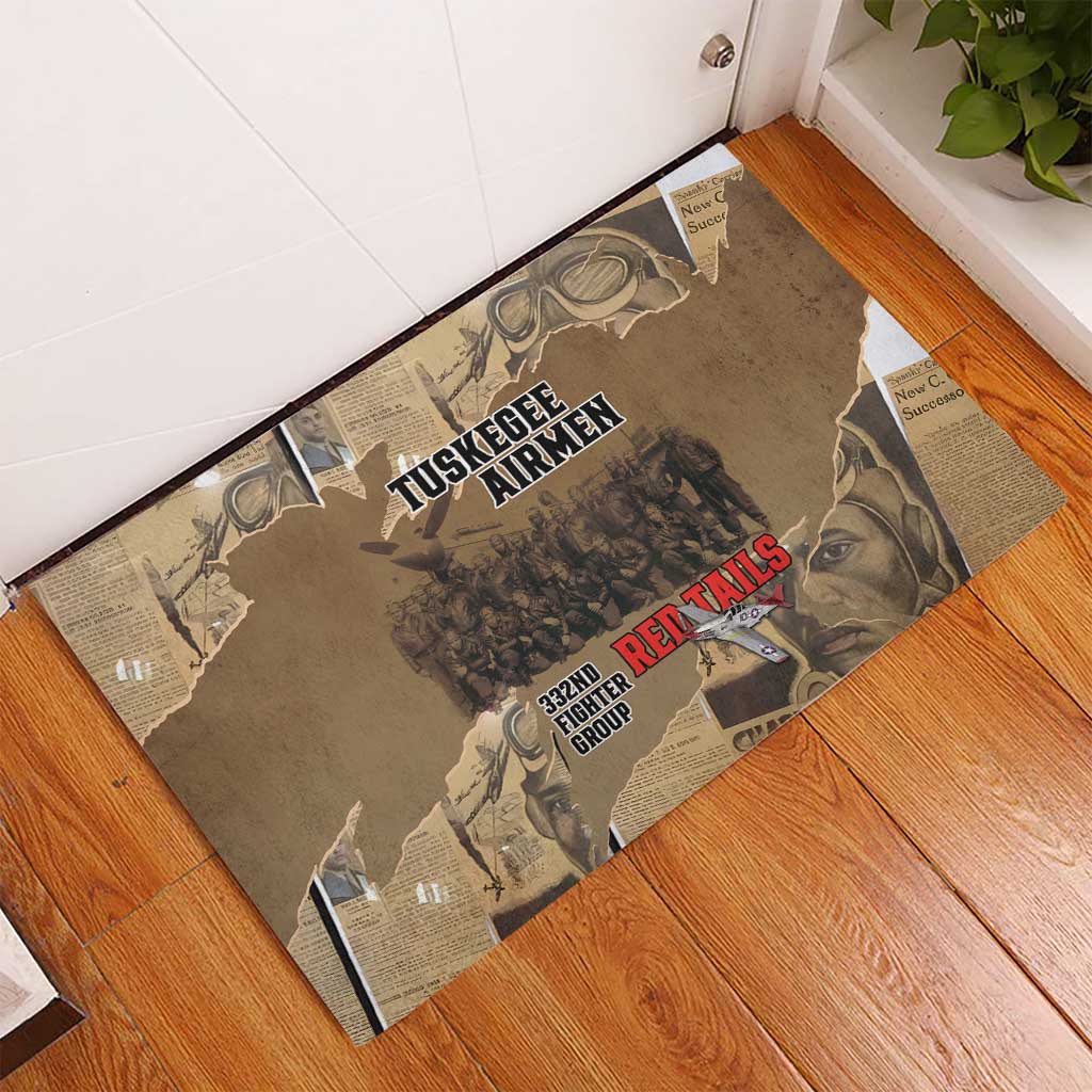 Tuskegee Airmen  Red Tails Tribute Rubber Doormat Black History Air Force - African Pride