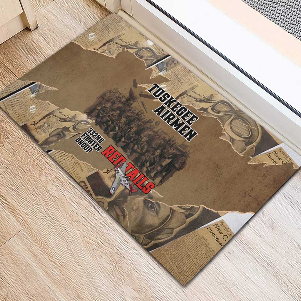 Tuskegee Airmen  Red Tails Tribute Rubber Doormat Black History Air Force - African Pride