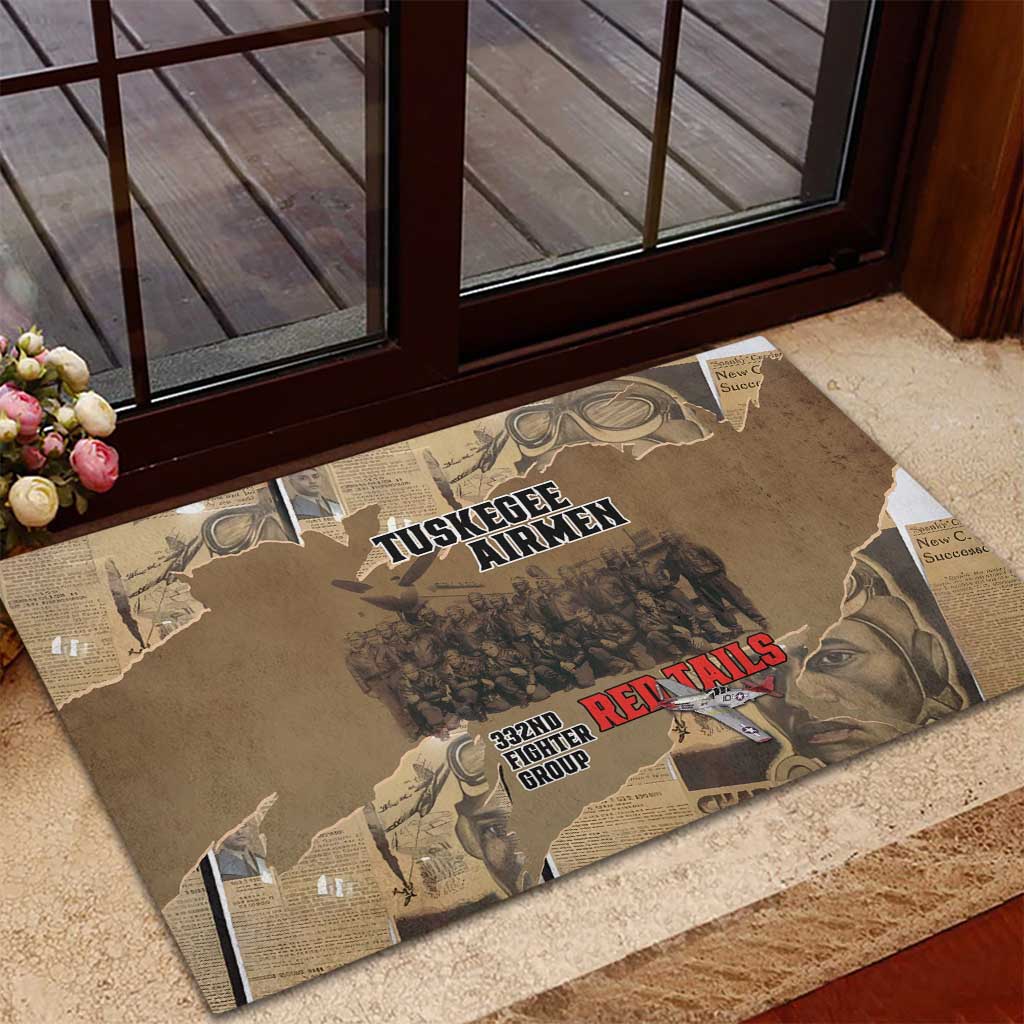Tuskegee Airmen  Red Tails Tribute Rubber Doormat Black History Air Force - African Pride