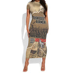 Tuskegee Airmen Red Tails Tribute Short Sleeve Bodycon Dress Black History Air Force - African Pride
