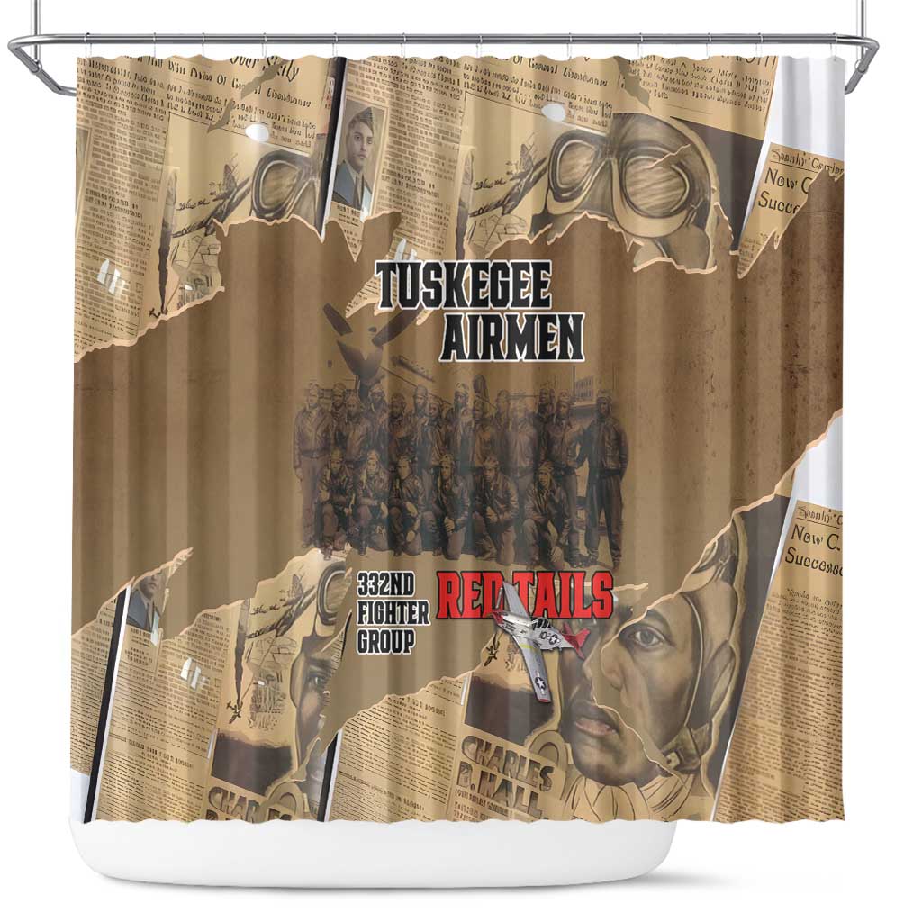 Tuskegee Airmen  Red Tails Tribute Shower Curtain Black History Air Force - African Pride