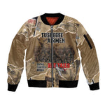 Tuskegee Airmen Red Tails Tribute Sleeve Zip Bomber Jacket Black History Air Force - African Pride
