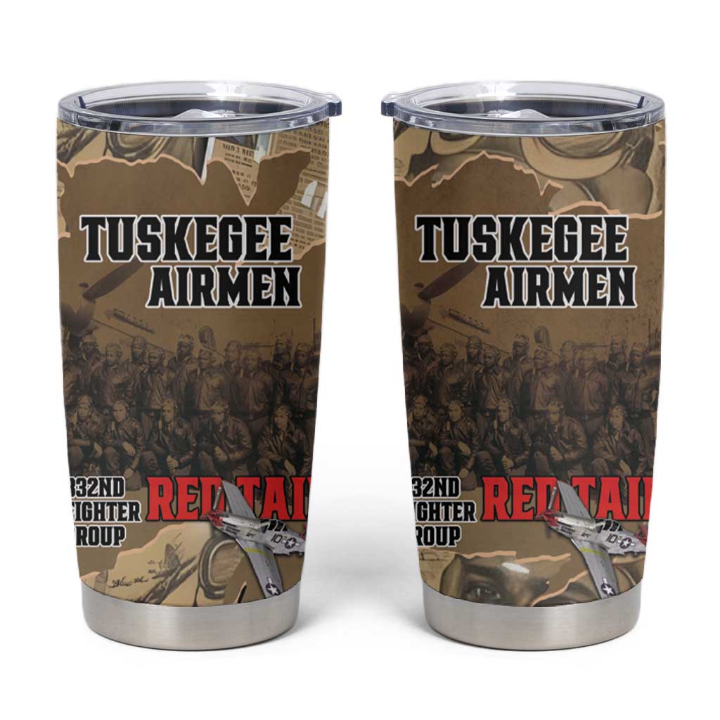 Tuskegee Airmen  Red Tails Tribute Tumbler Cup Black History Air Force - African Pride