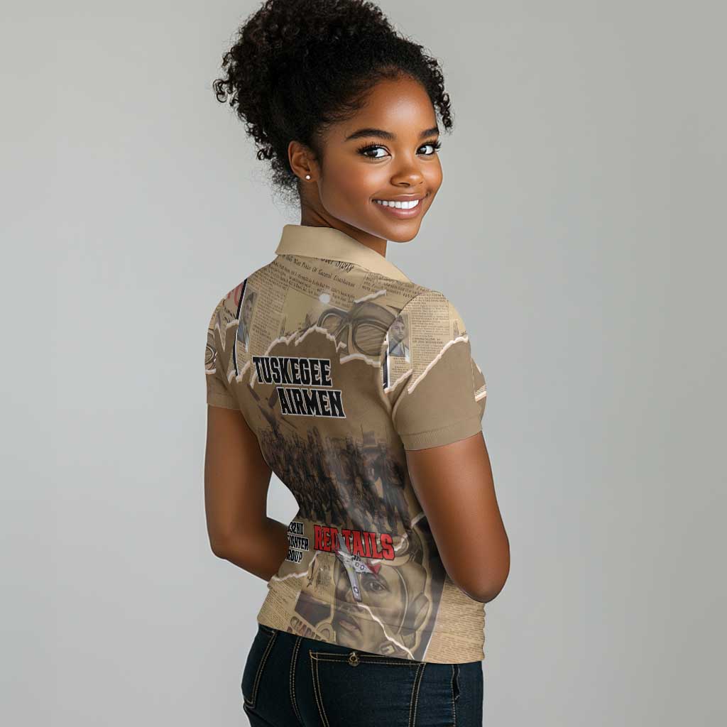 Tuskegee Airmen  Red Tails Tribute Women Polo Shirt Black History Air Force - African Pride