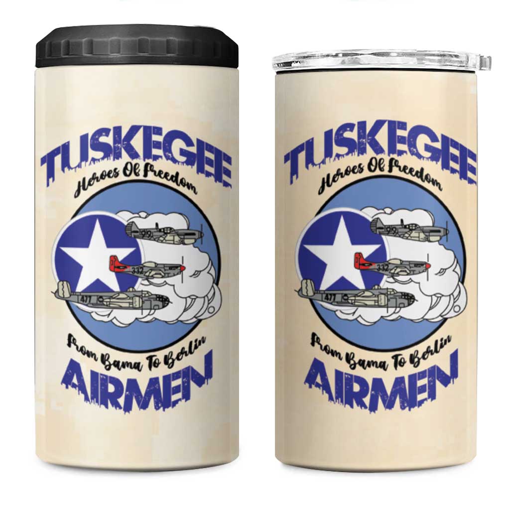 Tuskegee Airmen Red Tails 4 in 1 Can Cooler Tumbler Heroes Of Freedom Retro Style - African Pride