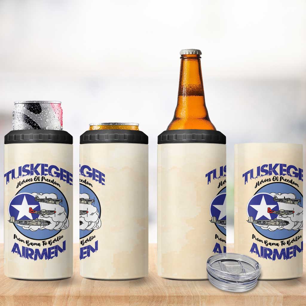 Tuskegee Airmen Red Tails 4 in 1 Can Cooler Tumbler Heroes Of Freedom Retro Style - African Pride