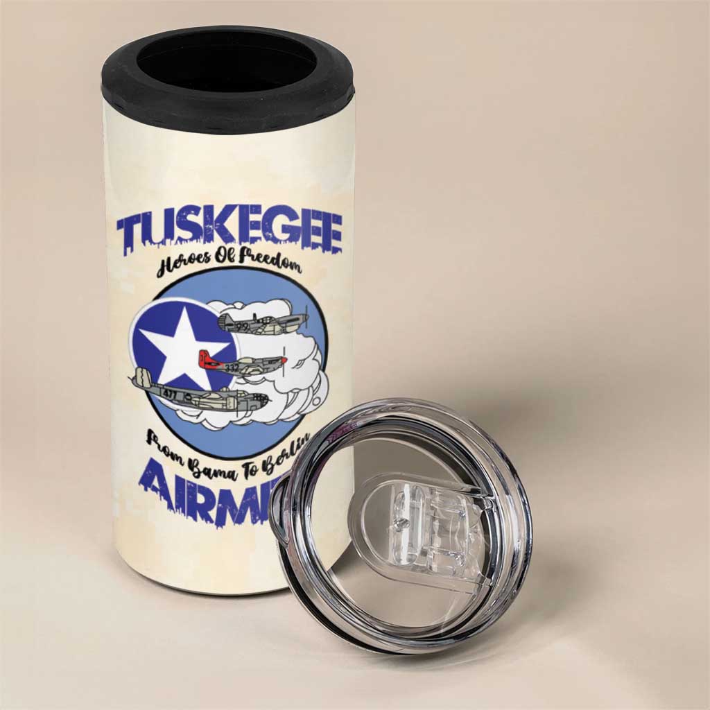 Tuskegee Airmen Red Tails 4 in 1 Can Cooler Tumbler Heroes Of Freedom Retro Style - African Pride
