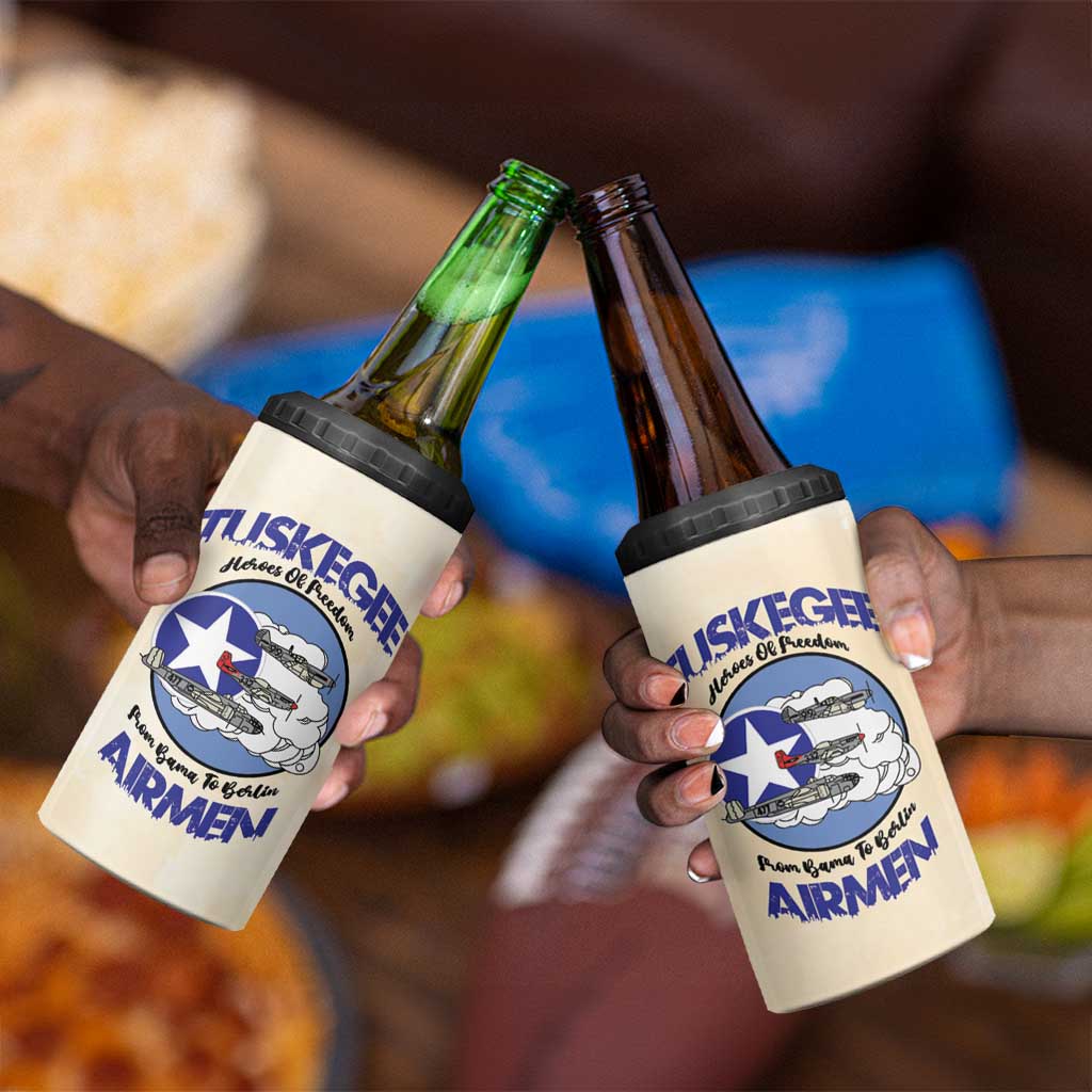 Tuskegee Airmen Red Tails 4 in 1 Can Cooler Tumbler Heroes Of Freedom Retro Style - African Pride