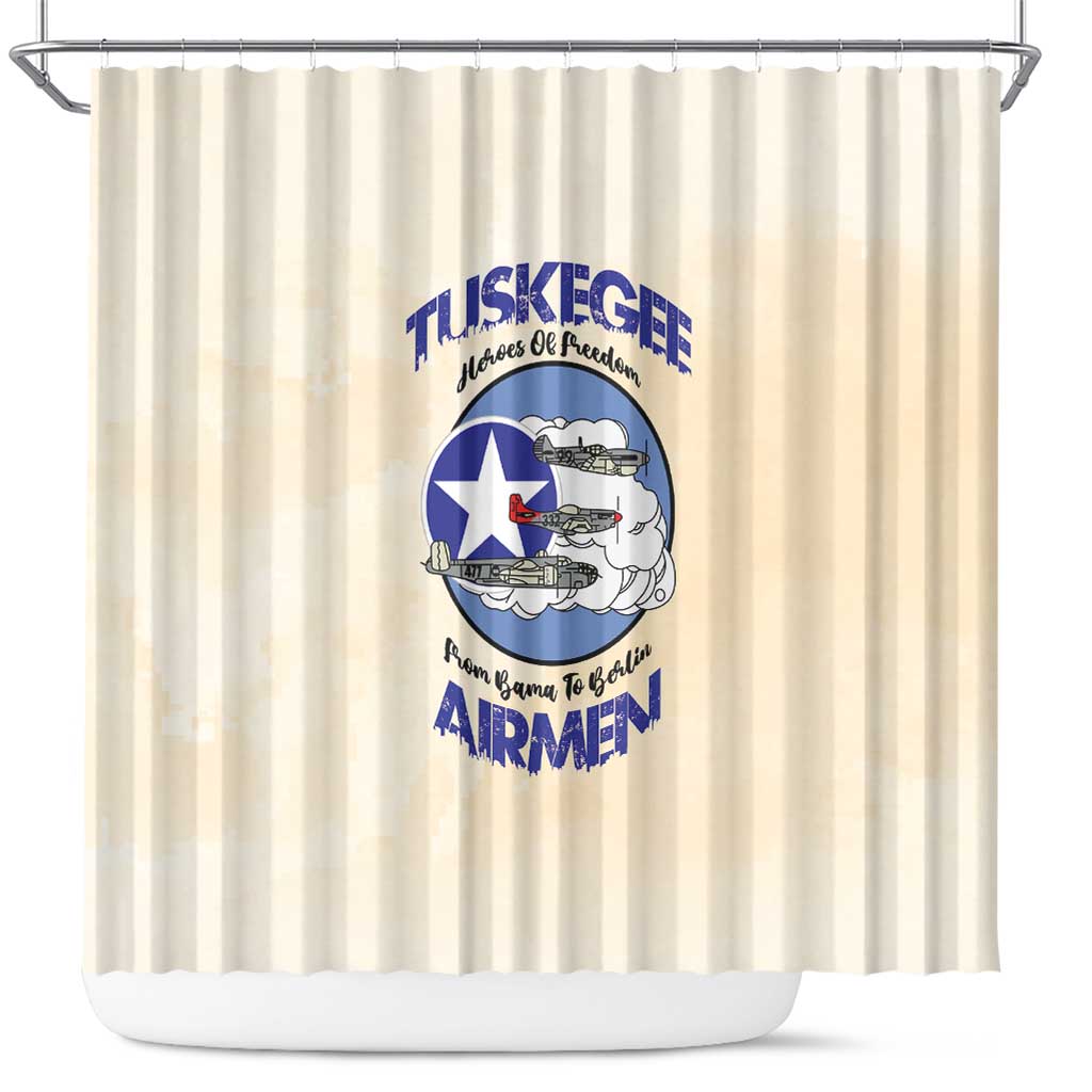 Tuskegee Airmen Red Tails Shower Curtain Heroes Of Freedom Retro Style - African Pride