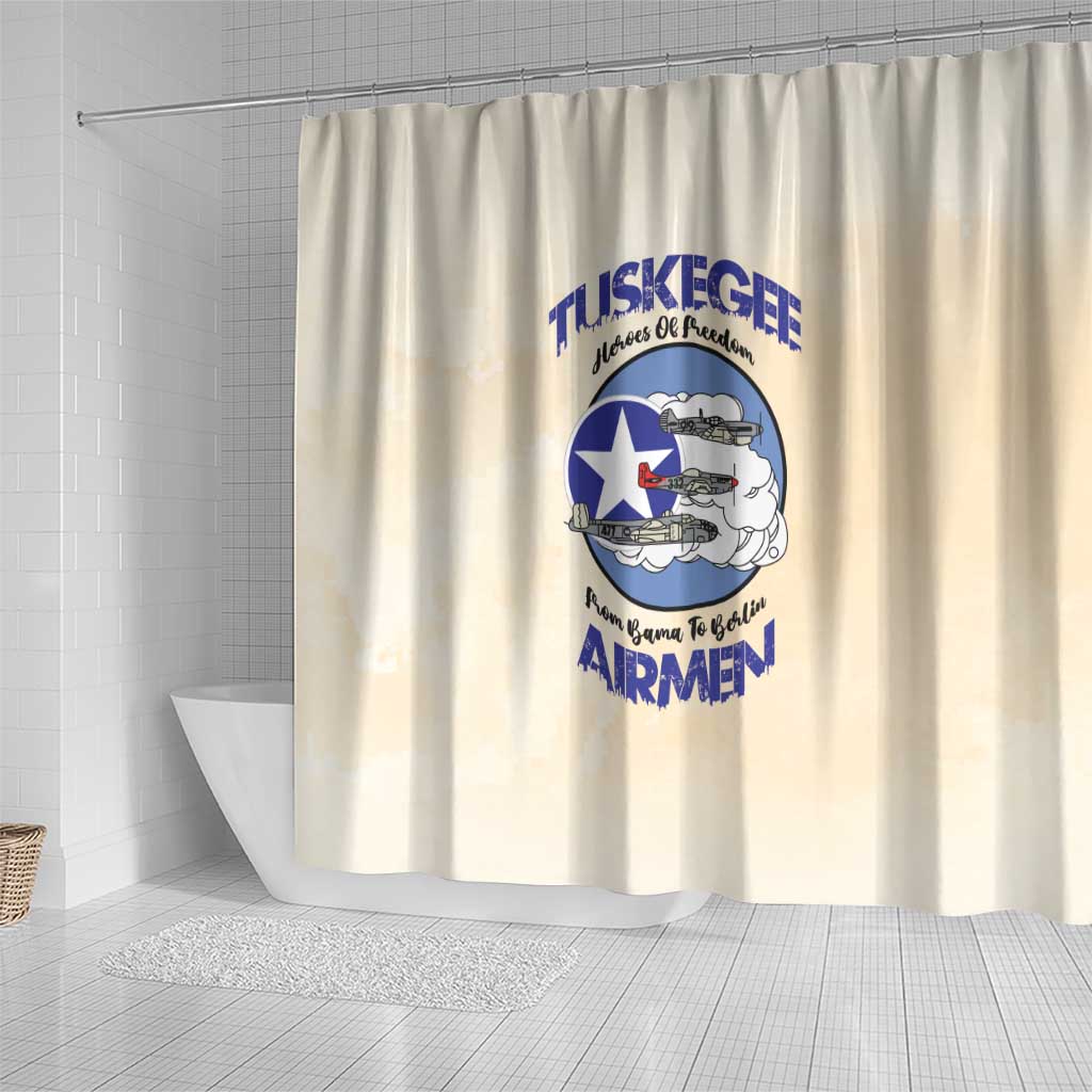 Tuskegee Airmen Red Tails Shower Curtain Heroes Of Freedom Retro Style - African Pride