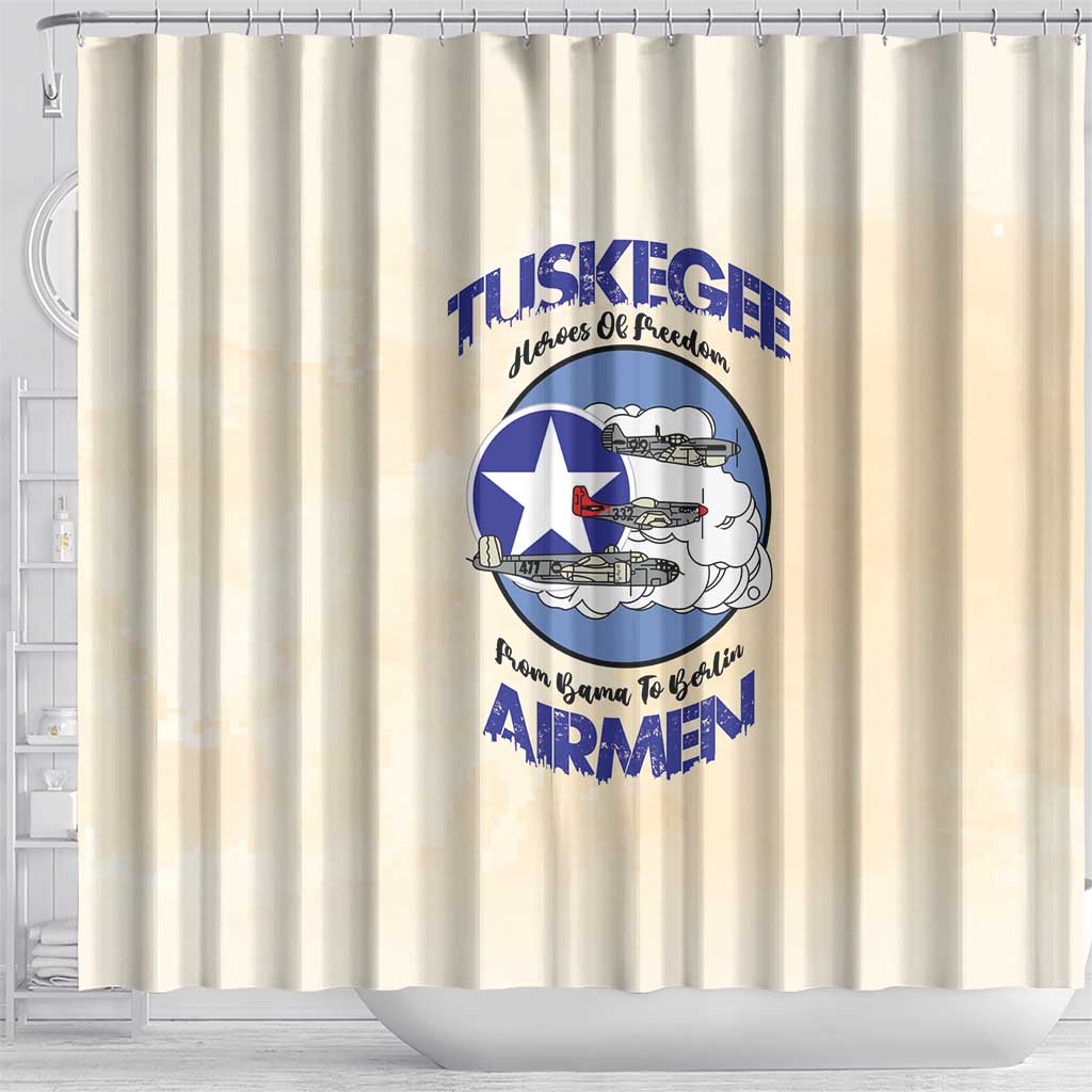 Tuskegee Airmen Red Tails Shower Curtain Heroes Of Freedom Retro Style - African Pride