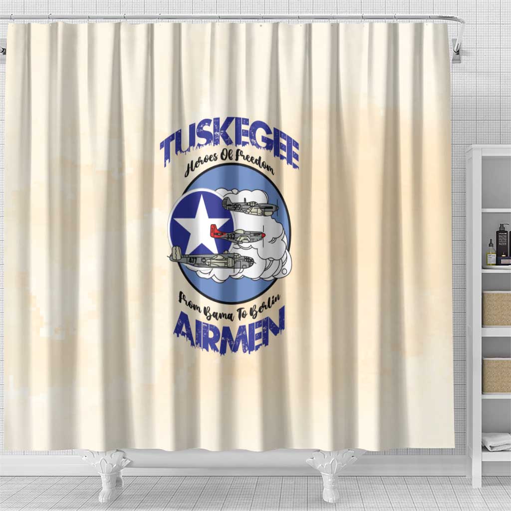 Tuskegee Airmen Red Tails Shower Curtain Heroes Of Freedom Retro Style - African Pride