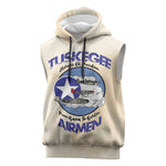 Tuskegee Airmen Red Tails Sleeveless Hoodie Heroes Of Freedom Retro Style - African Pride